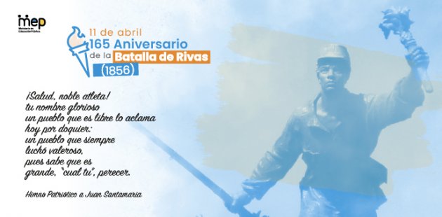 Se ilustra la imagen del cabo Juan Santamaría con un rifle y una tea.
