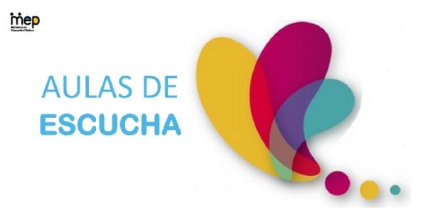 Afiche con un ícono de tres colores, amarillo, celeste y rosado.