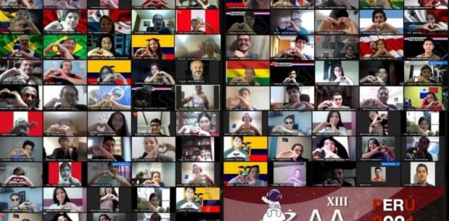 Estudiantes de países latinoamericanos participando en la Olimpiada virtualmente