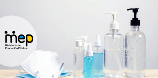 Imagen de productos de protección alcohol en gel y mascarillas.