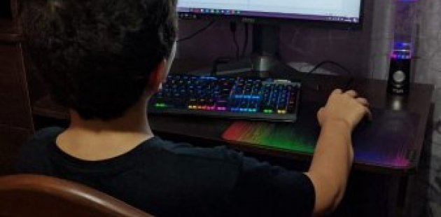 Estudiante realiza tareas en la computadora 
