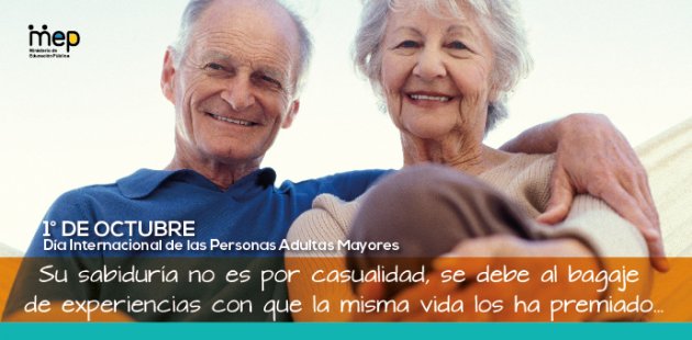 Afiche Digital donde se observa dos adultos mayores felices y sonriendo