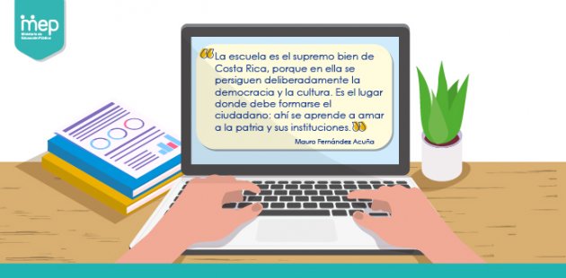 Imagen que ilustra una computadora desde la casa con un mensajealpersonalDocente