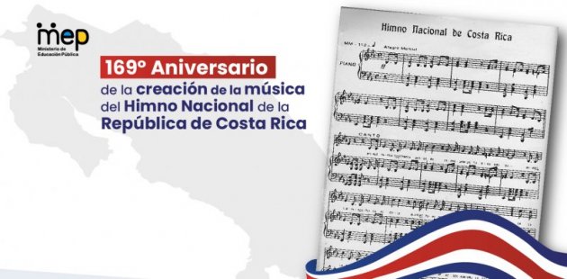 Imagen sobre las notas del Himno Nacional de Costa Rica.