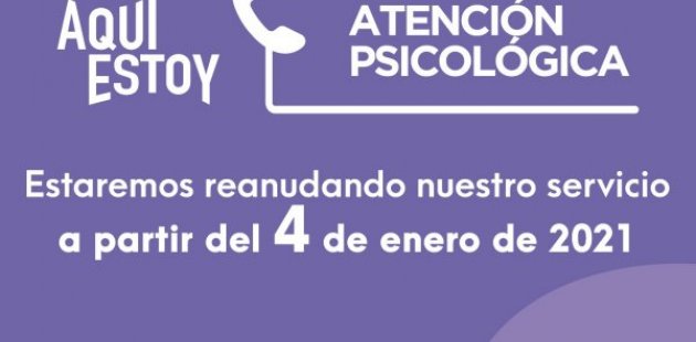Estaremos reanunando nuestro servicio a partir del 4 de enero del 2021