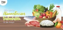 Se ilustra un platón de frutas, verduras, legumbres, carnes y cereales. 