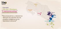 Se ilustra un mapa de Costa Rica, identificando los grupos de los pueblos indíge