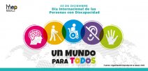 Imagen se ilustra un mapamundi y sobre el en circulos diferentes discapacidades