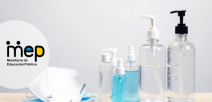 Imagen de productos de protección alcohol en gel y mascarillas.