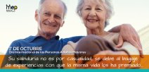Afiche Digital donde se observa dos adultos mayores felices y sonriendo
