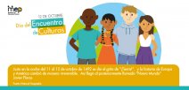 Afiche digital con la imagen de personas de diferentes rasgos en un mundo