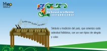 Se ilustra una marimba con diseño folklórico costarricense diciendo "Zumba que..
