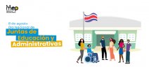 Personas y estudiantes fuera de un centro educativo