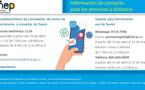 Información de contacto para procesos de distancia