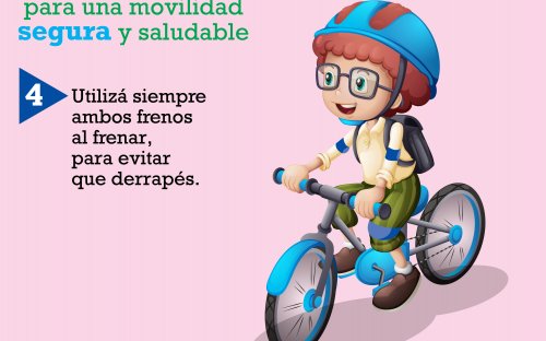 Niño en bicicleta, con las dos manos en la manivela