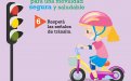 Señal de alto, niña en bicicleta haciendo señal de alto