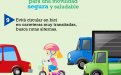 Niña en bicicleta en medio de tres vehículos